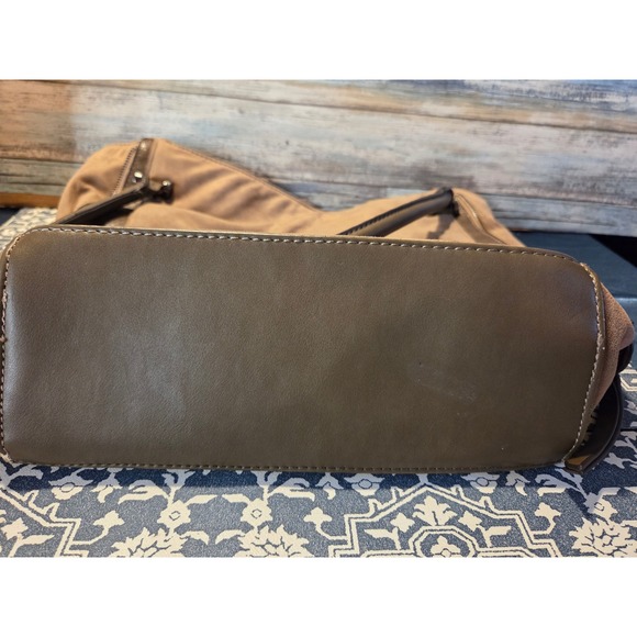 David Jones Paris Taupe Faux Leather Snakeskin Accent Hobo Shoulder Bag - Picture 13 of 13